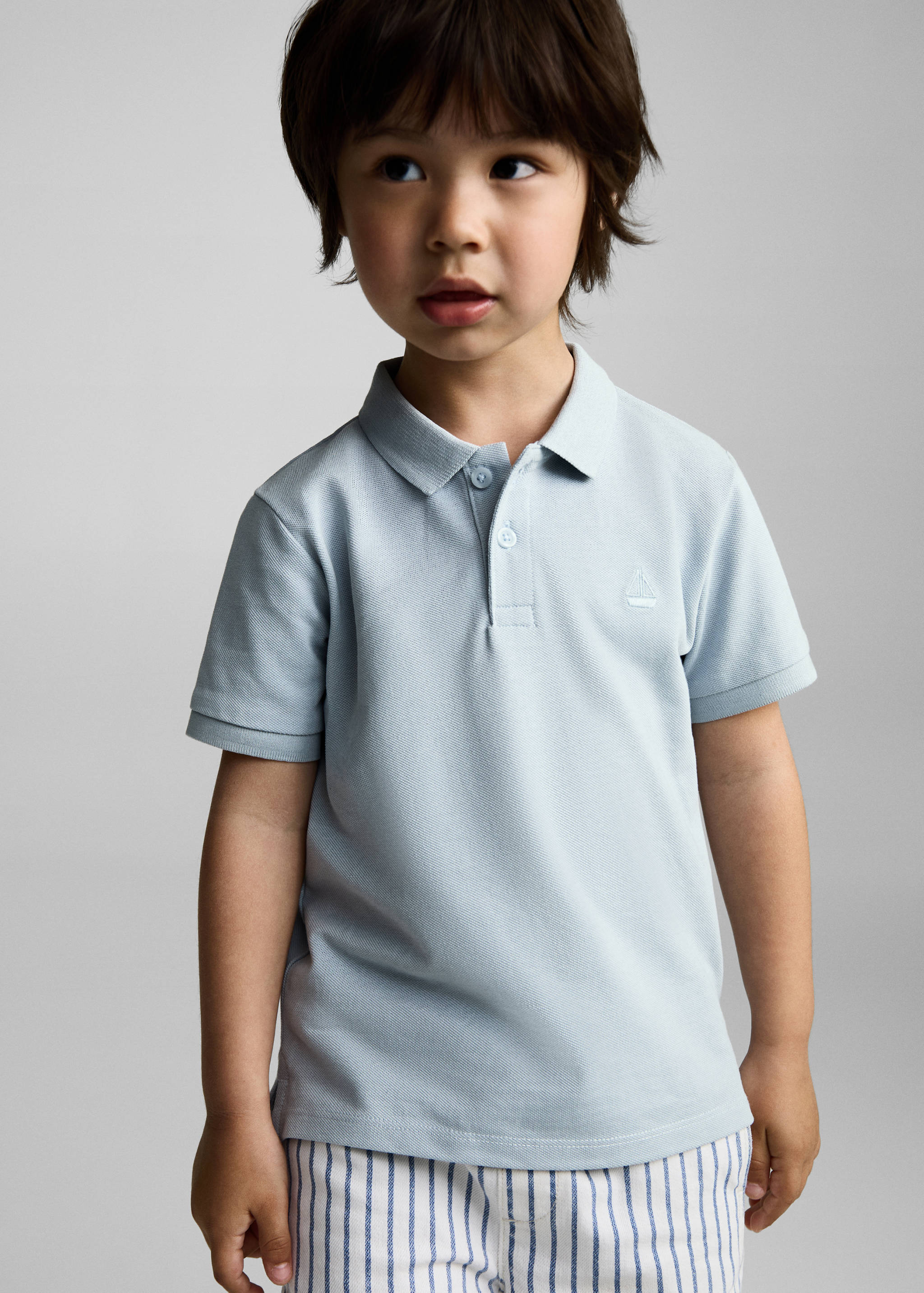 Short-sleeve knitted polo shirt - Medium plane