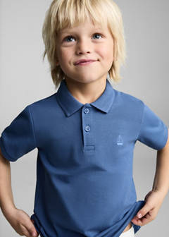 Short-sleeve knitted polo shirt — Blue 1