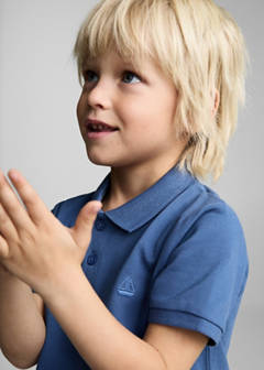 Short-sleeve knitted polo shirt — Blue 4