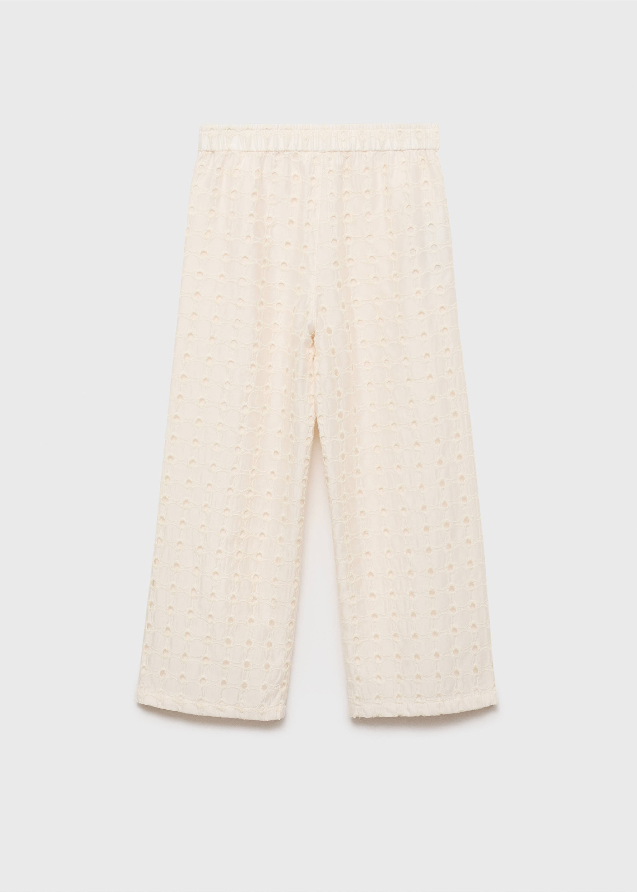 Pantalón culotte bordado suizo - Reverso del artículo, Crudo. Ref: 87084393-00.