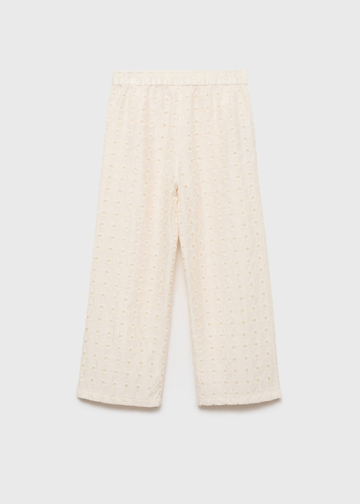 Swiss embroidered culotte trousers — Ecru