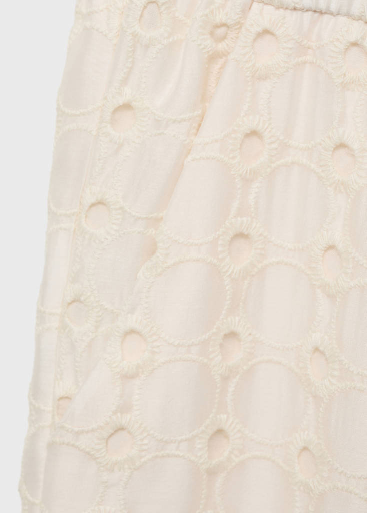 Swiss embroidered culotte trousers — Ecru