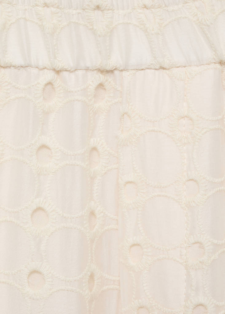 Swiss embroidered culotte trousers — Ecru
