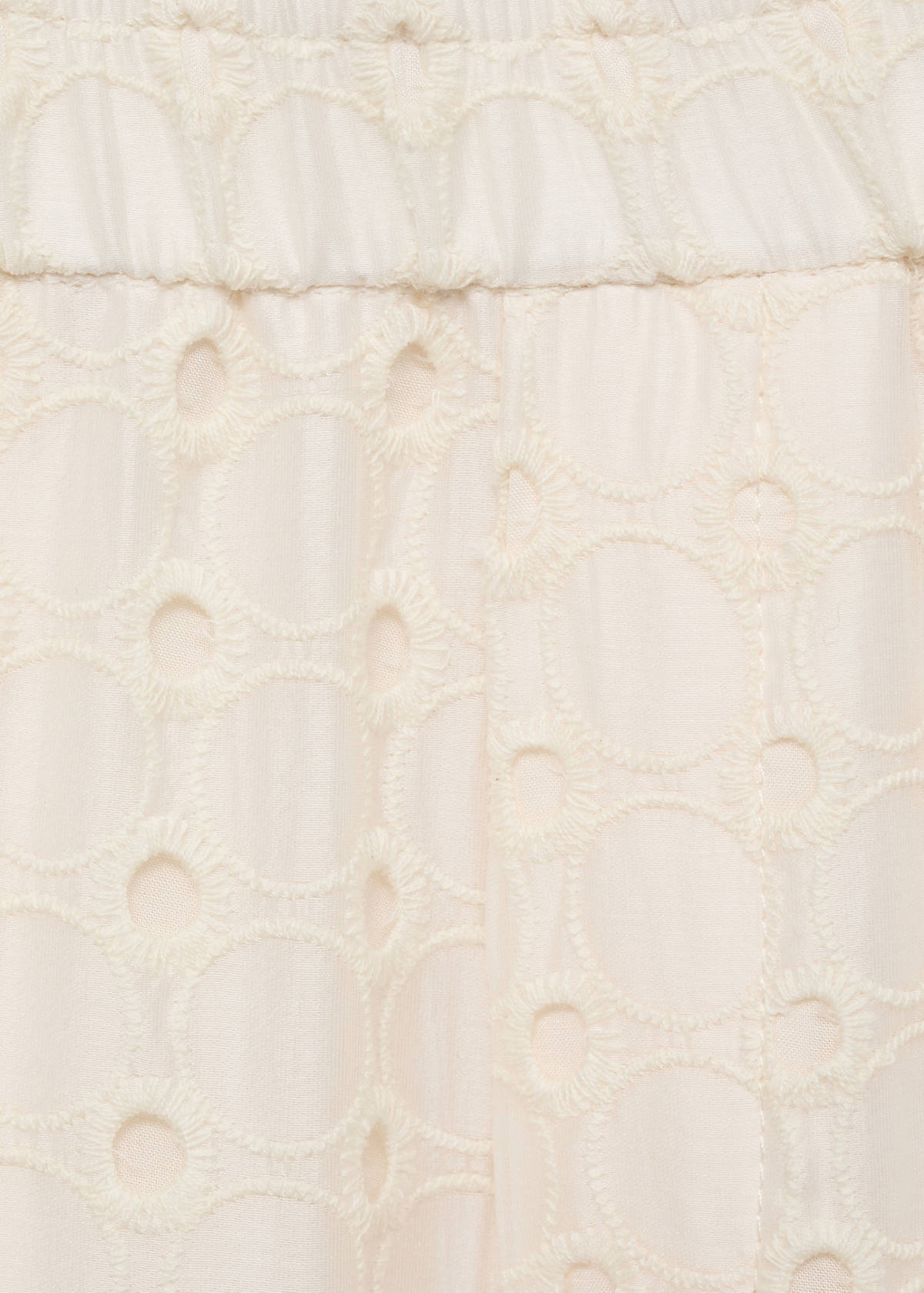 Swiss embroidered culotte trousers — Ecru