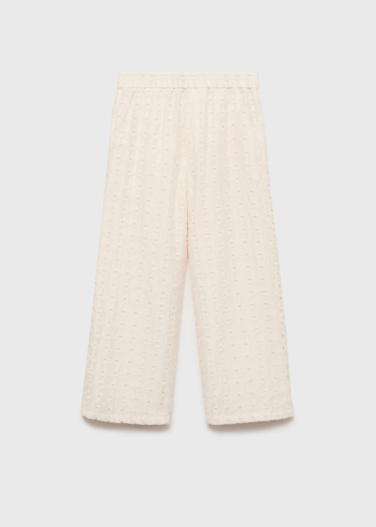 Swiss embroidered culotte trousers — Ecru
