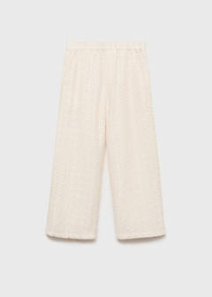 Swiss embroidered culotte trousers — Ecru 2