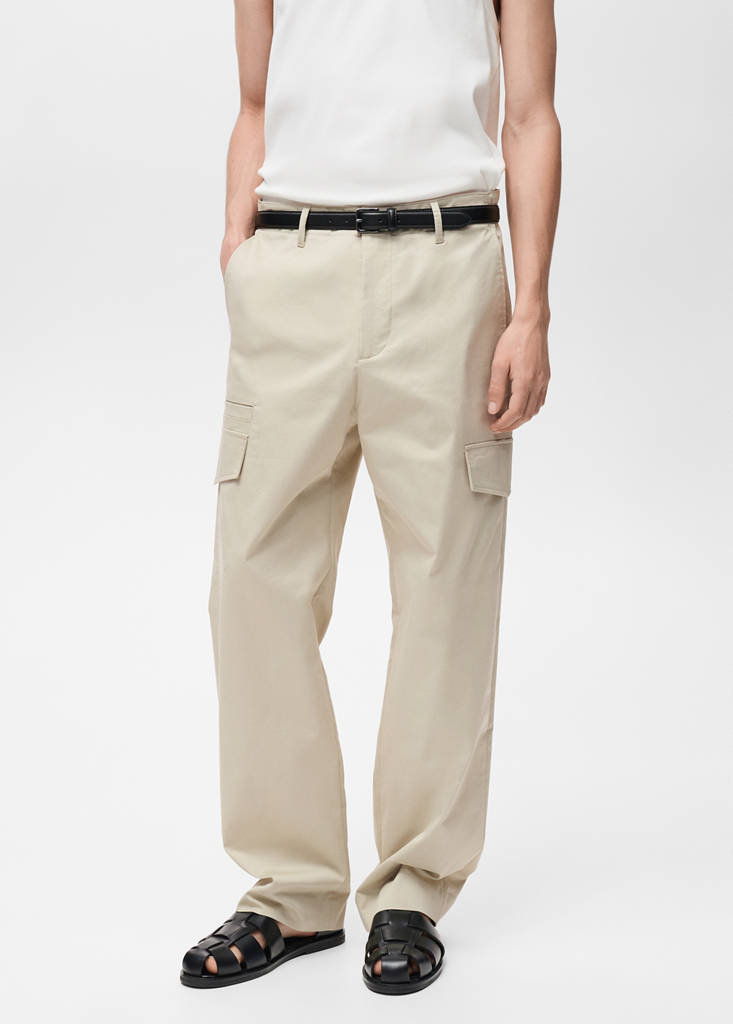 Relaxed-fit trousers with pocket — Pastel Yellow