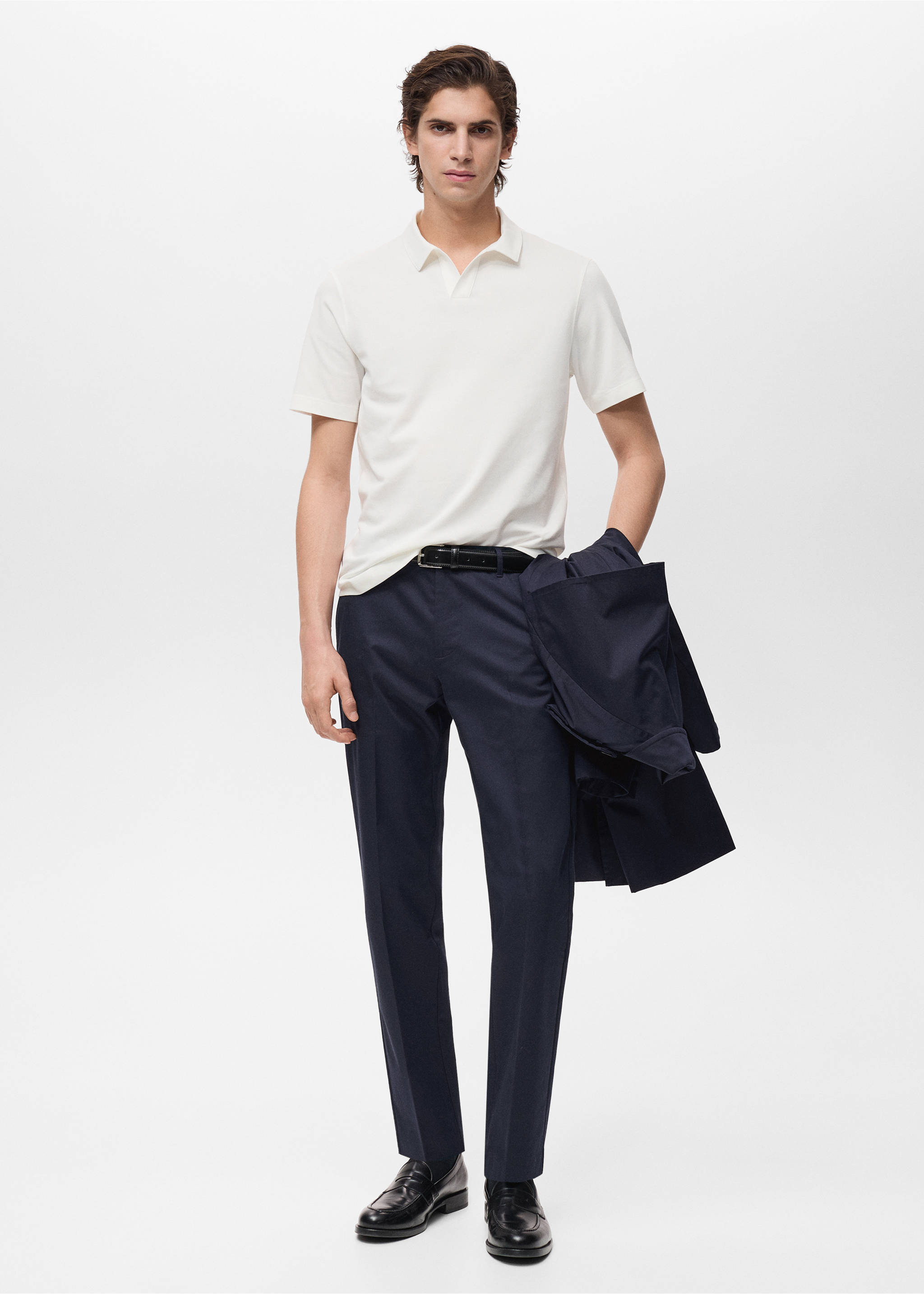 Slim-fit cotton-piqué polo shirt - General plane, Off White. Ref: 87084409-00.
