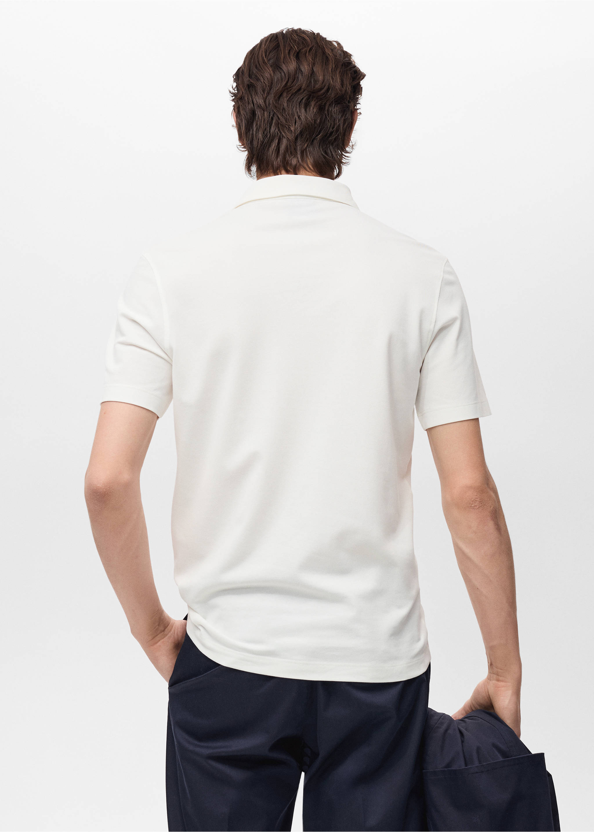 Slim-fit cotton-piqué polo shirt - Reverse of the article, Off White. Ref: 87084409-00.