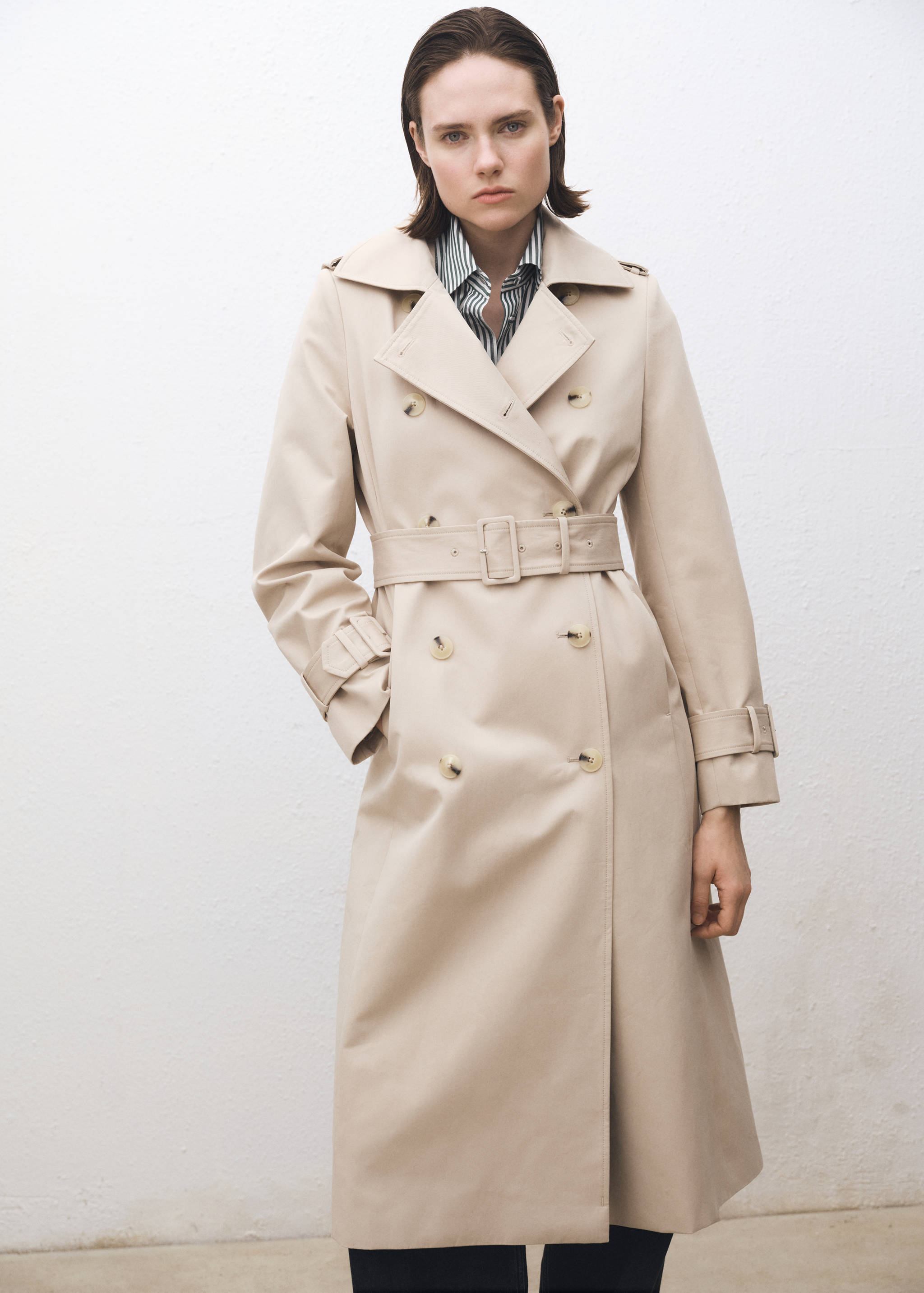 Double-breasted cotton trench coat - Medium plane