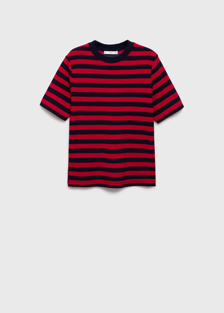Striped short-sleeved t-shirt — Red