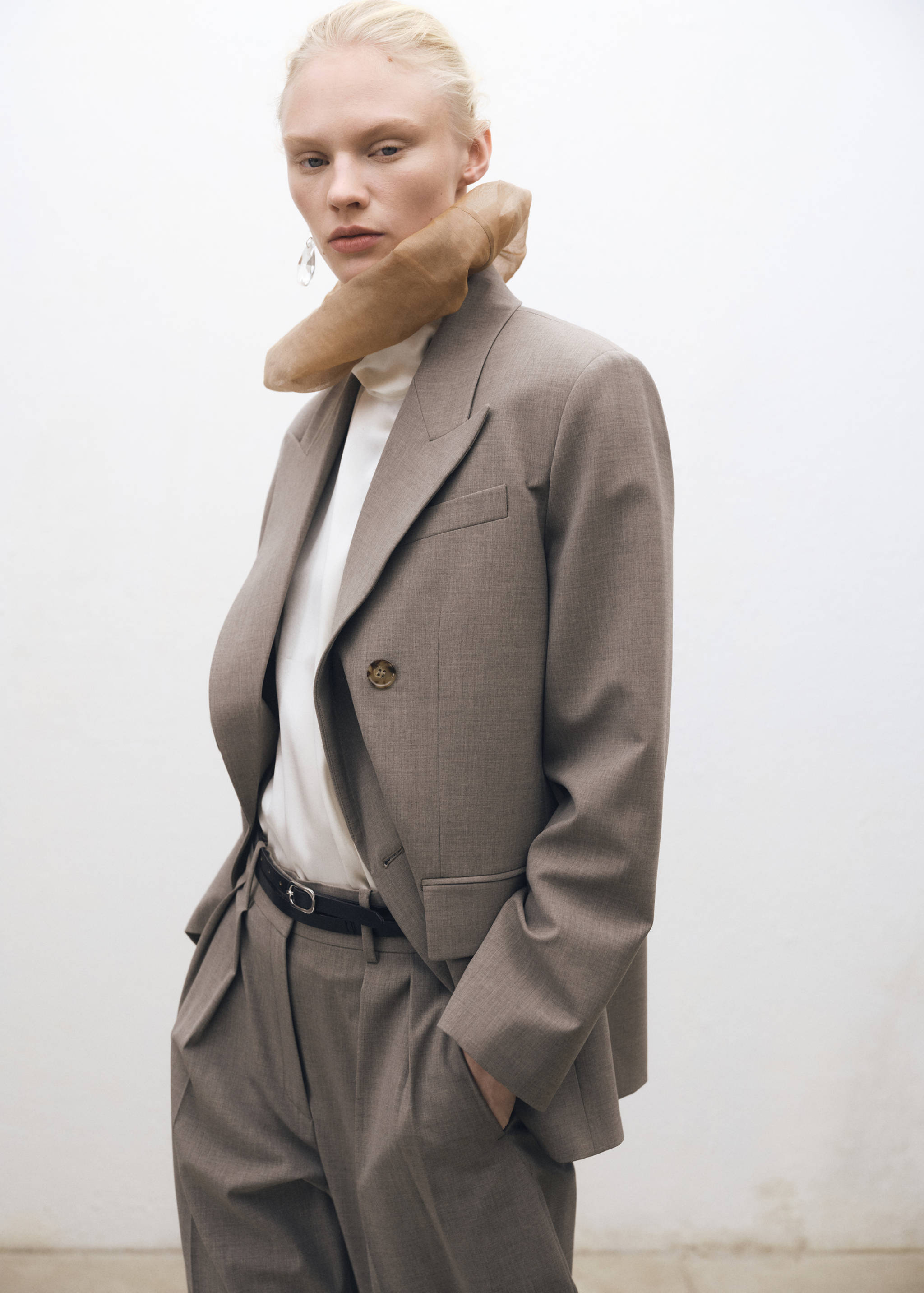 Παντελόνι κοστουμιού wideleg από μείγμα μαλλιού - Λεπτομέρεια του προϊόντος 2