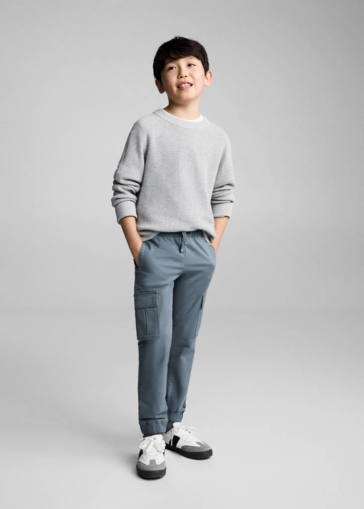 MANGO KIDS - Pantalon cargo coton bleu porcelaine - 6 - Garçon