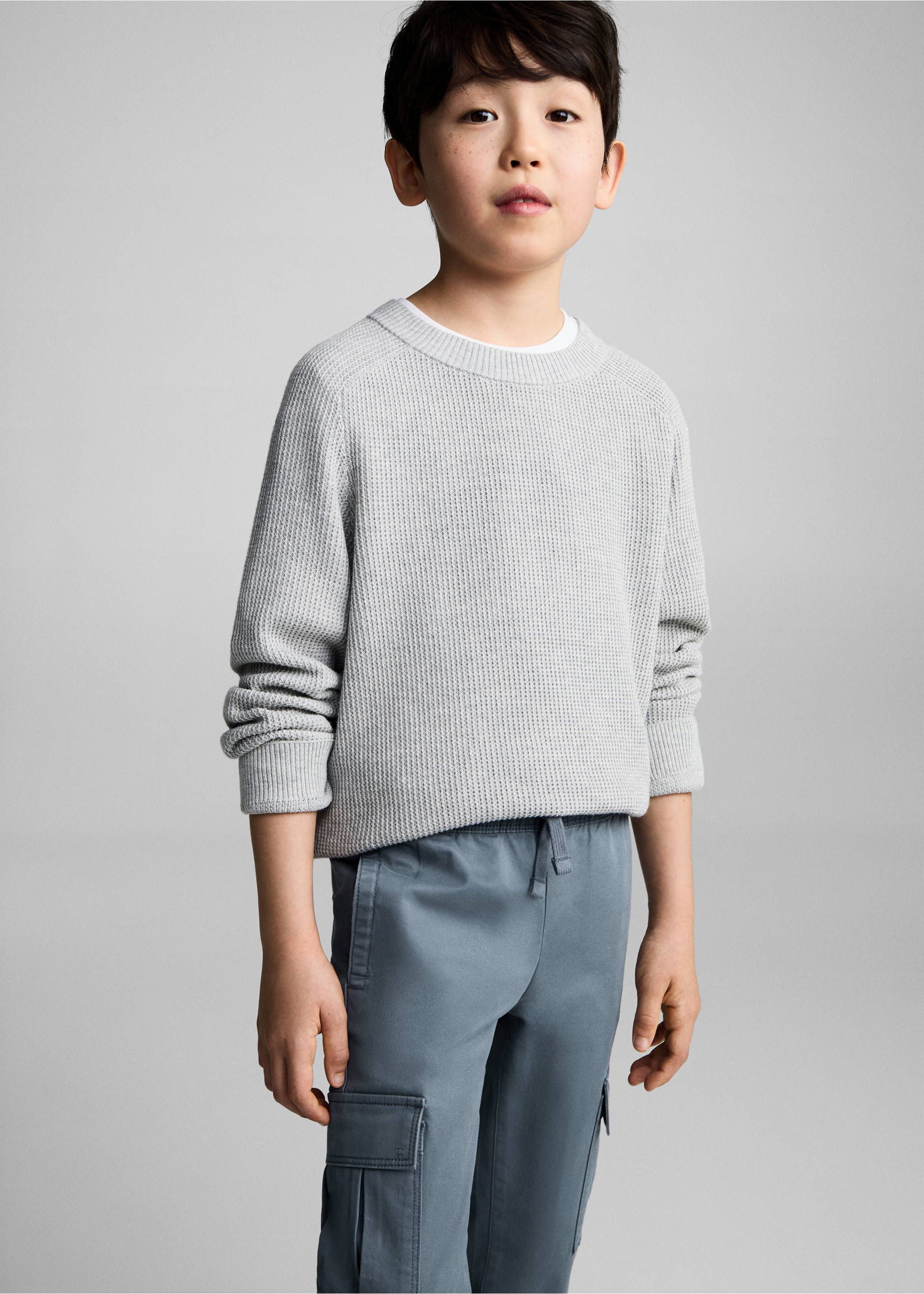 Pantalón cargo algodón - Plano medio, Azul porcelana. Ref: 87084781-00.