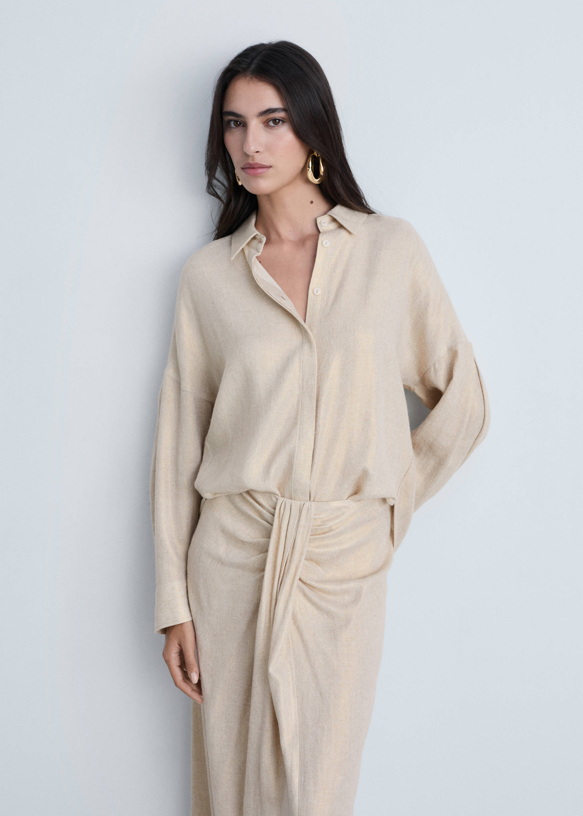 Regular linen-blend shirt - Medium plane