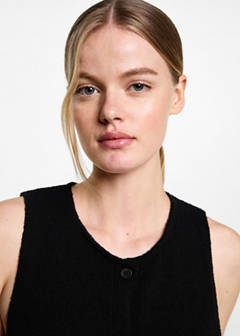 Buttoned knit top — Black 4