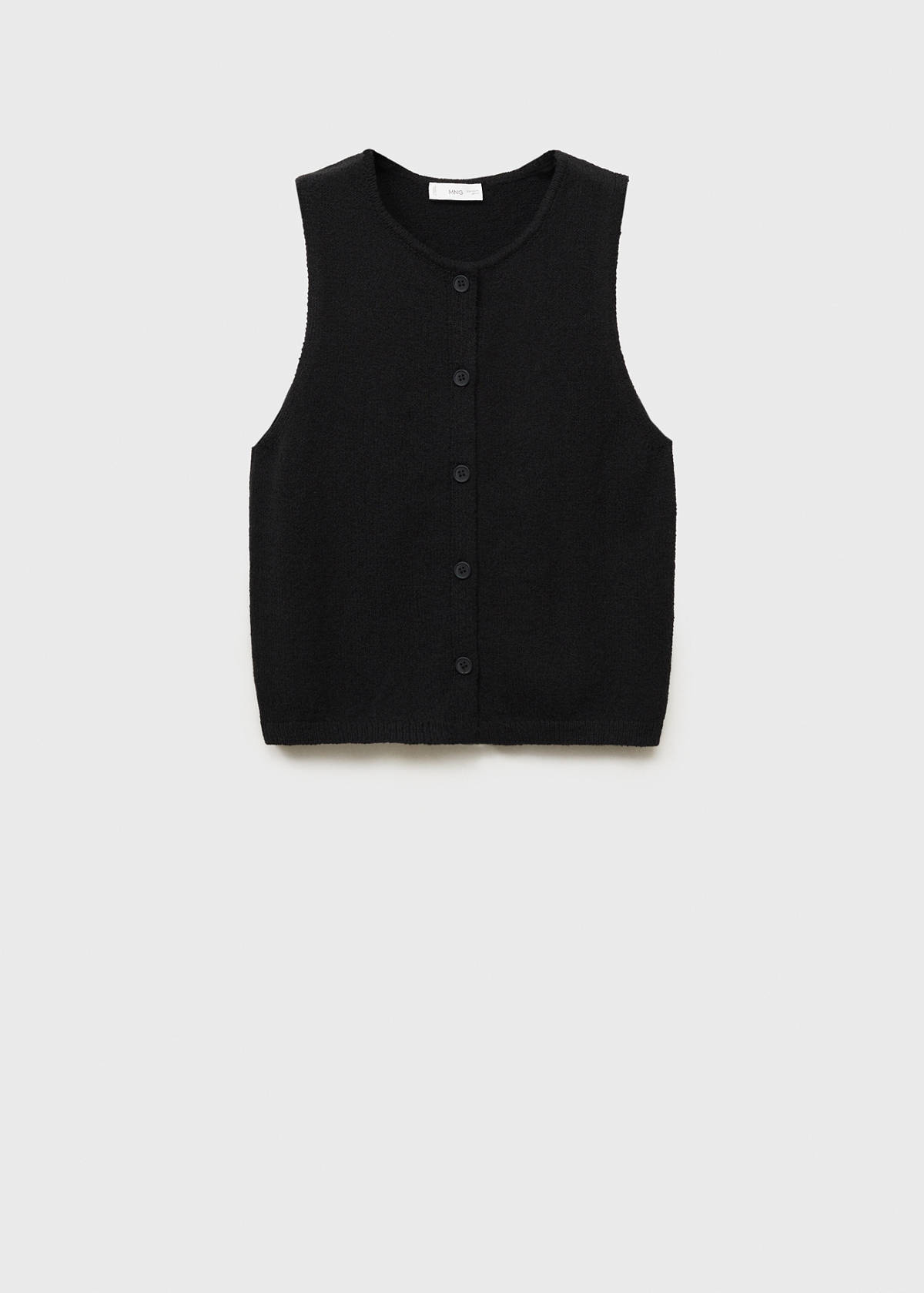 Buttoned knit top — Black