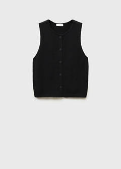 Buttoned knit top — Black 3