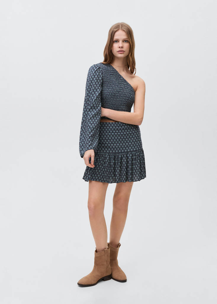 Ruffled asymmetrical blouse — Dark Navy