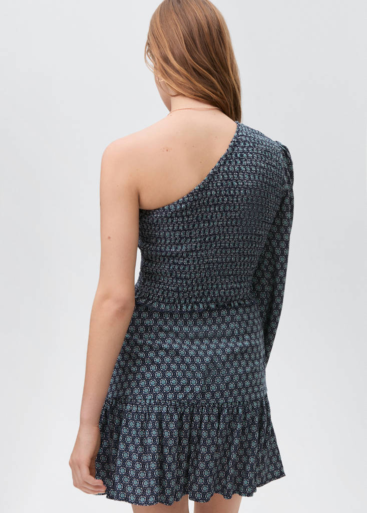 Ruffled asymmetrical blouse — Dark Navy