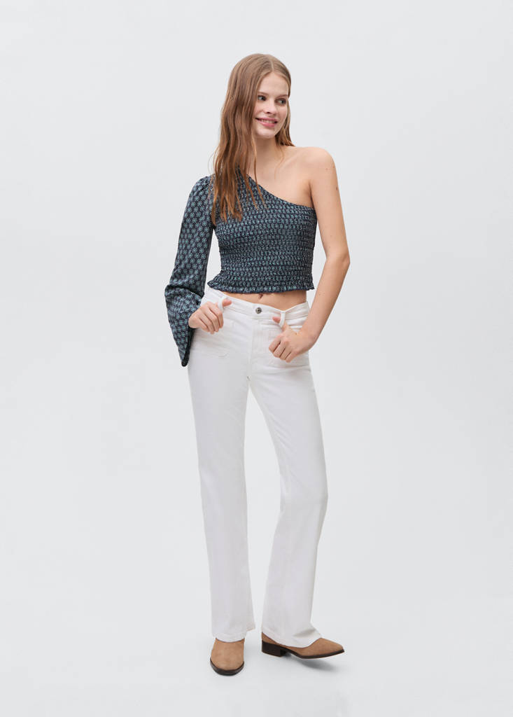 Ruffled asymmetrical blouse — Dark Navy