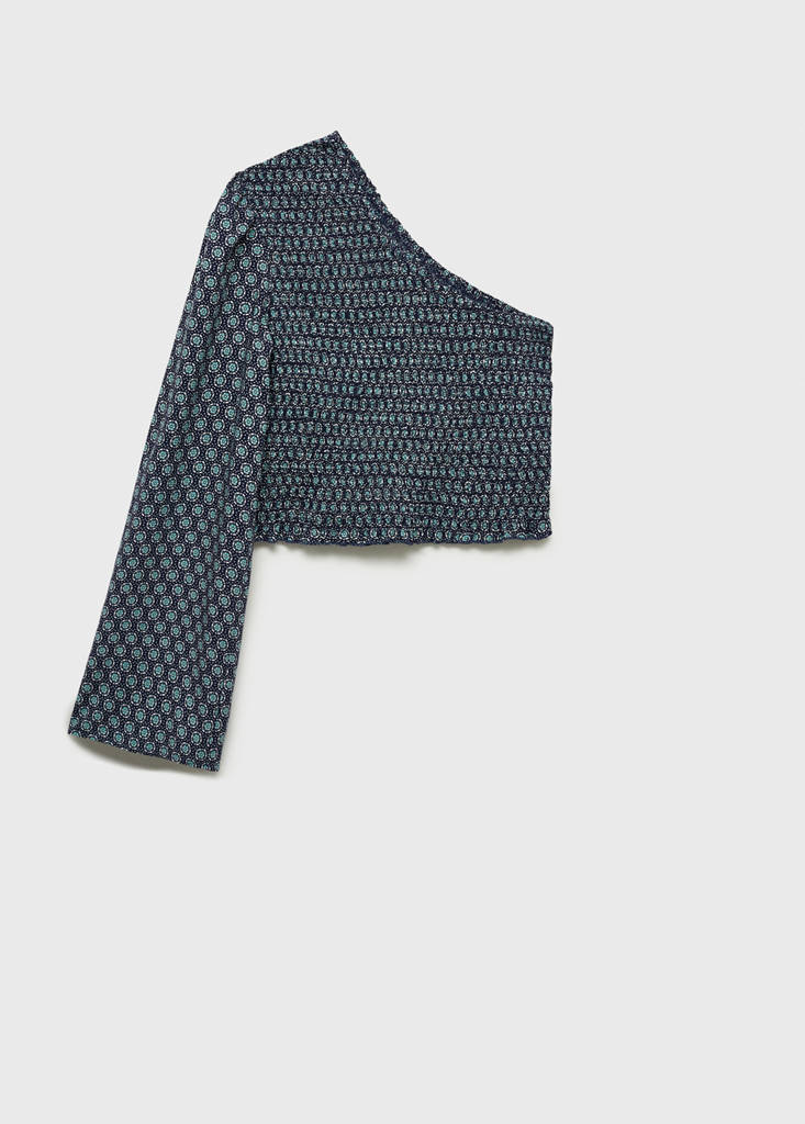 Ruffled asymmetrical blouse — Dark Navy