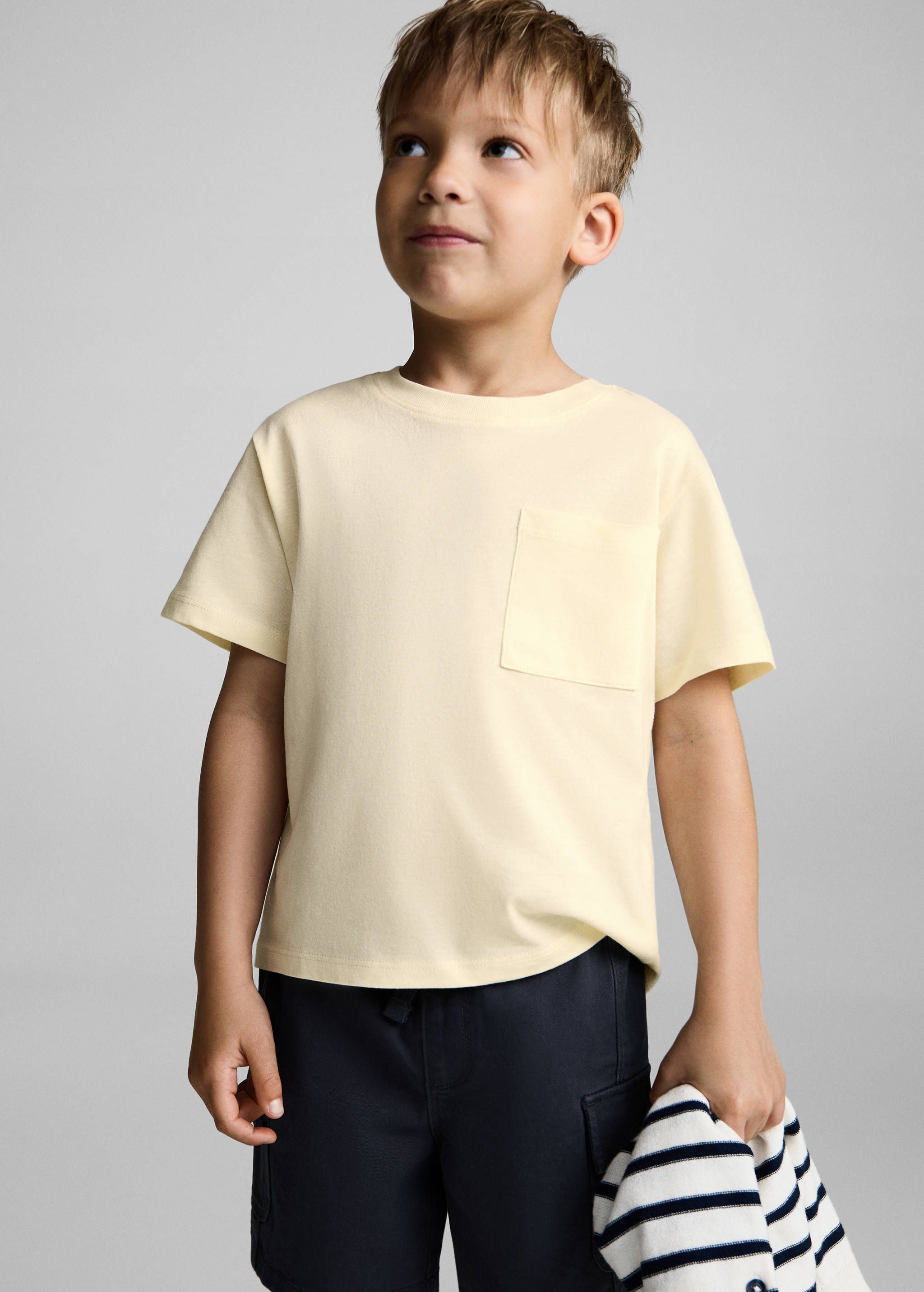 T-shirt algodão bolso - Plano médio