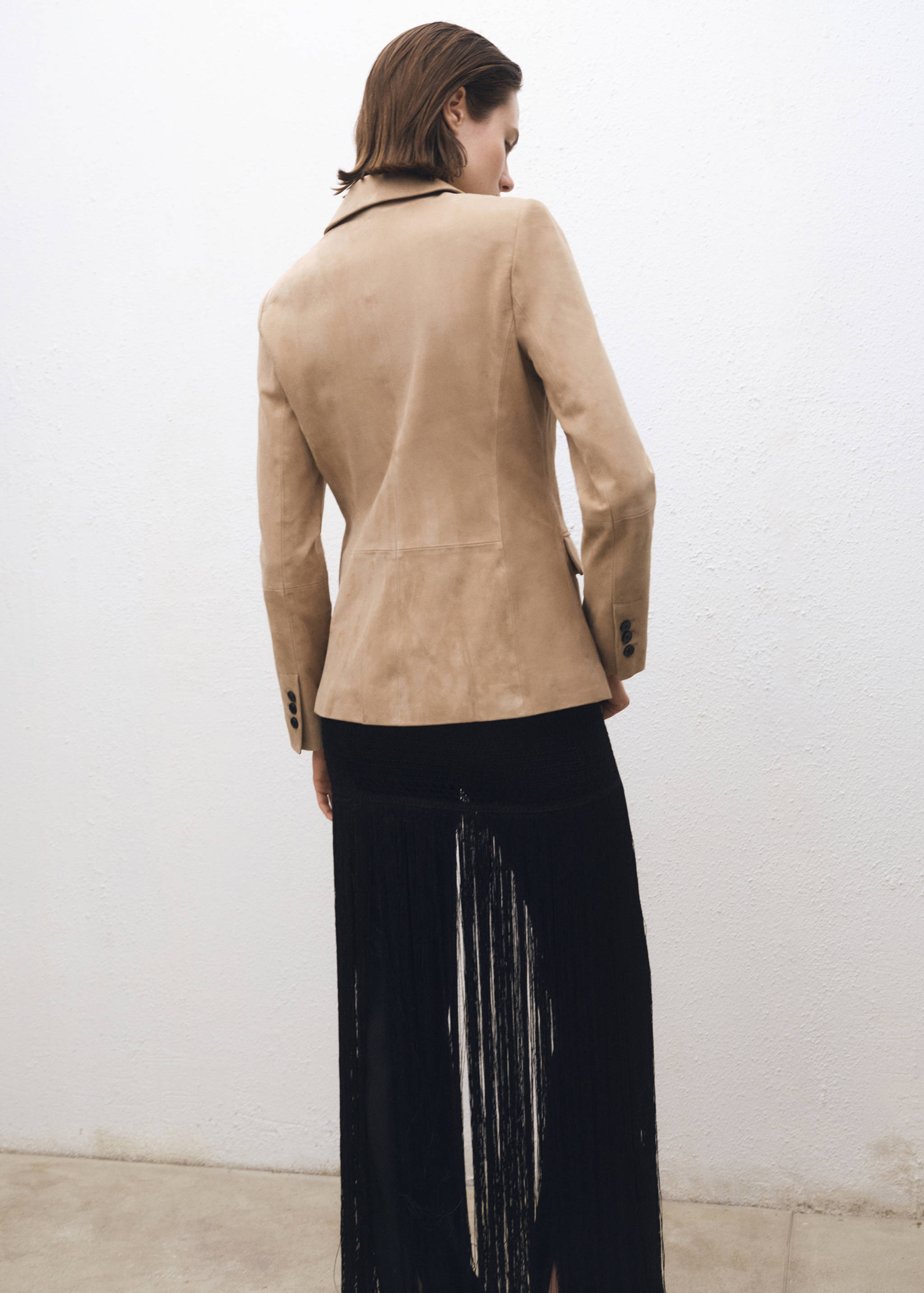 Fitted suede jacket - Reverse of the article