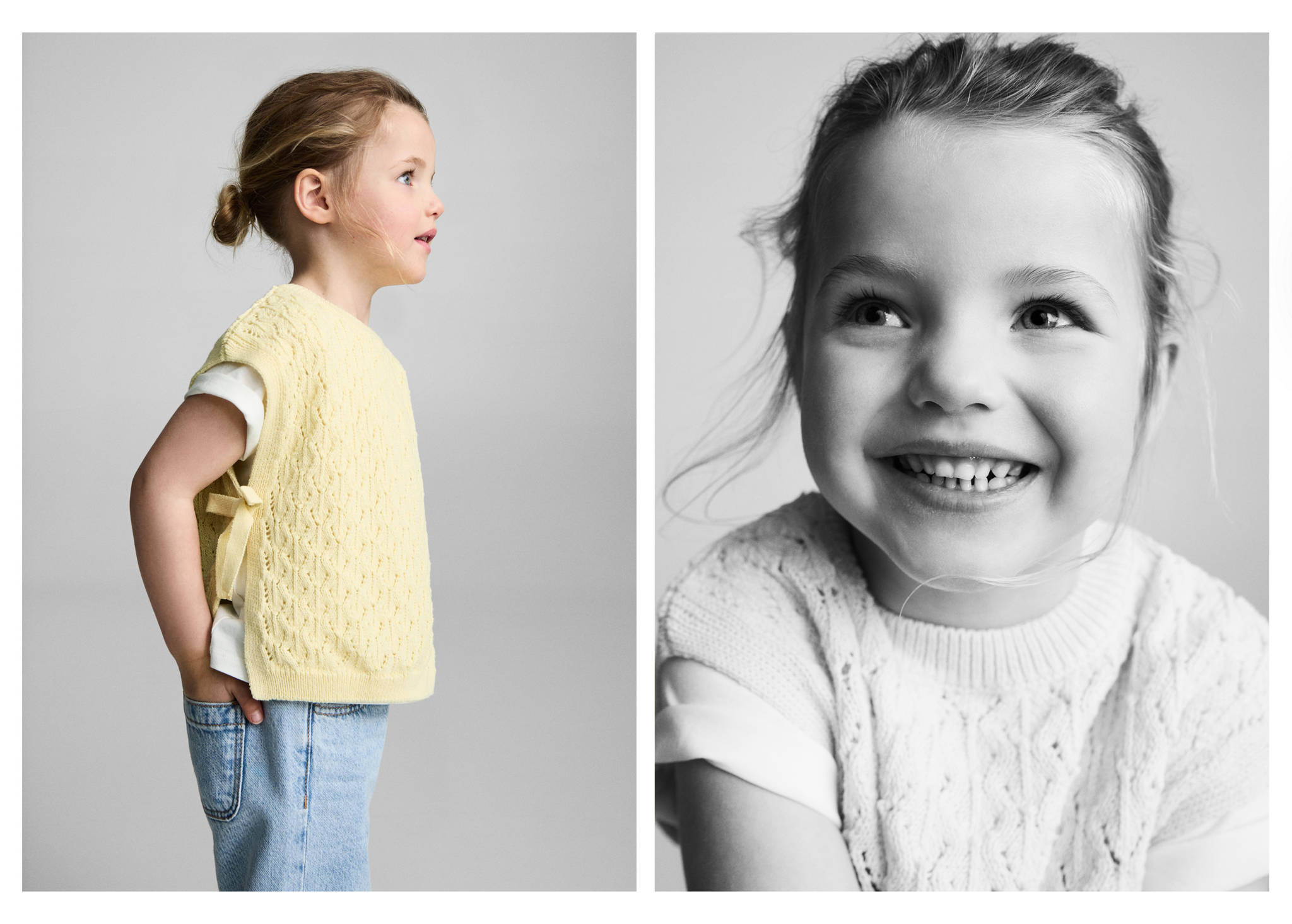Knitted gilet with openwork details - Panoramic plane