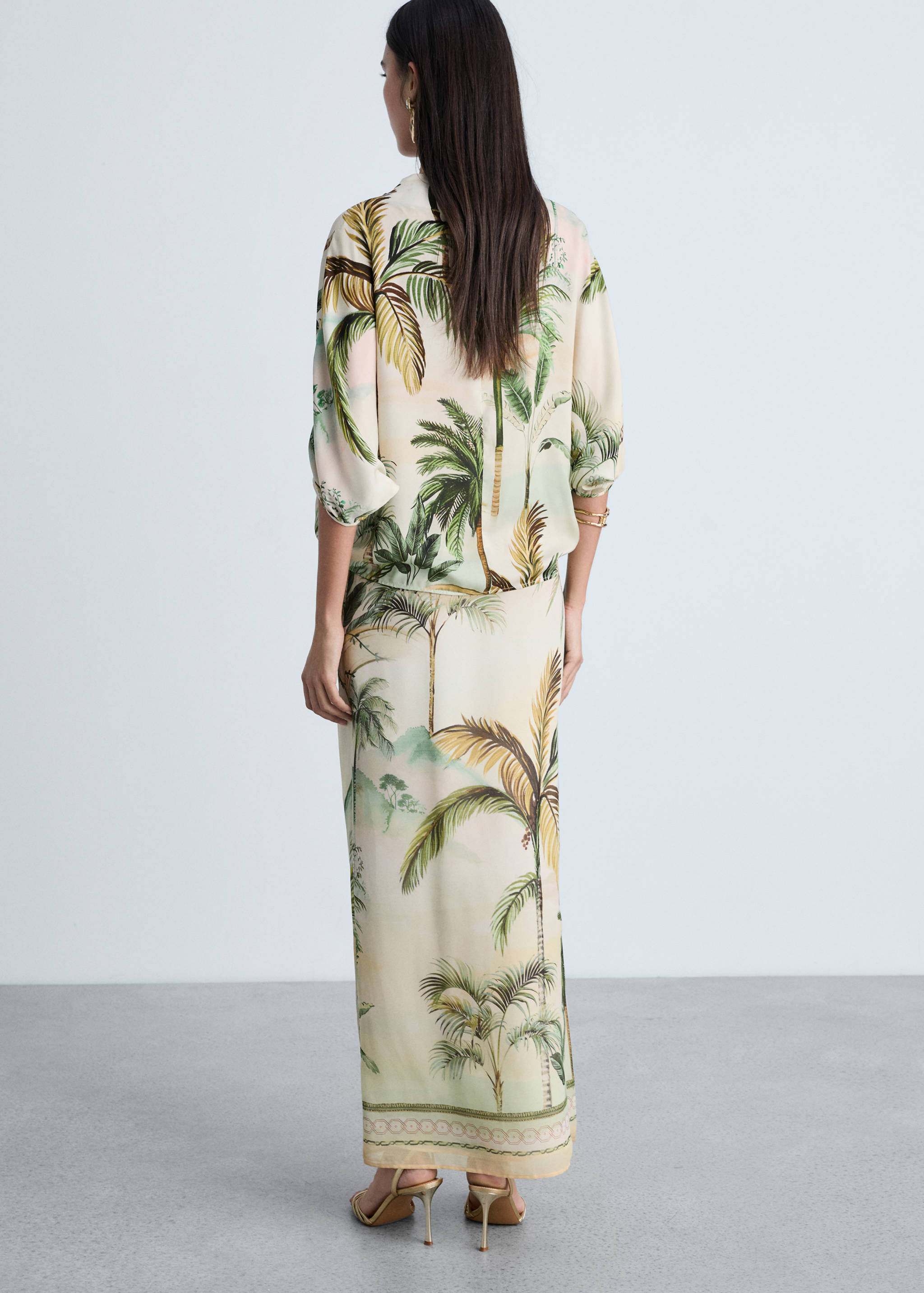 Tropical-print straight skirt - Reverse of the article
