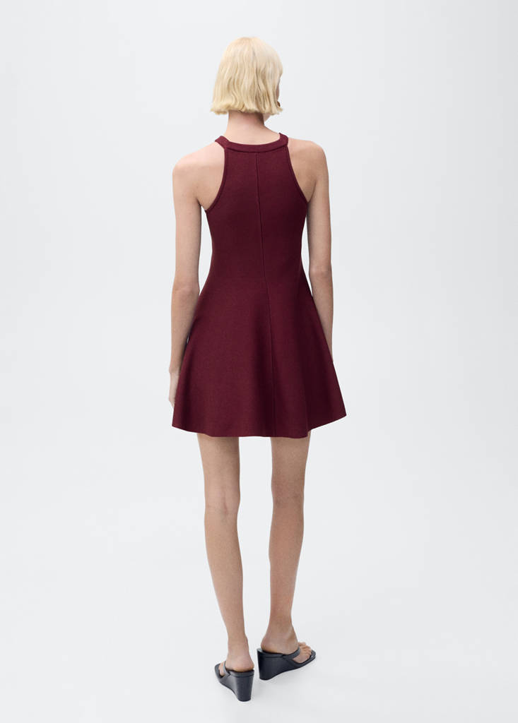 Short peplum knitted dress — Maroon