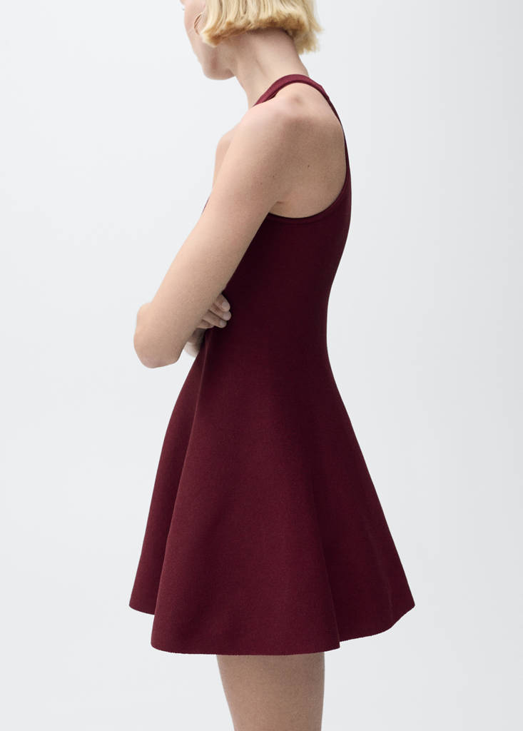 Short peplum knitted dress — Maroon