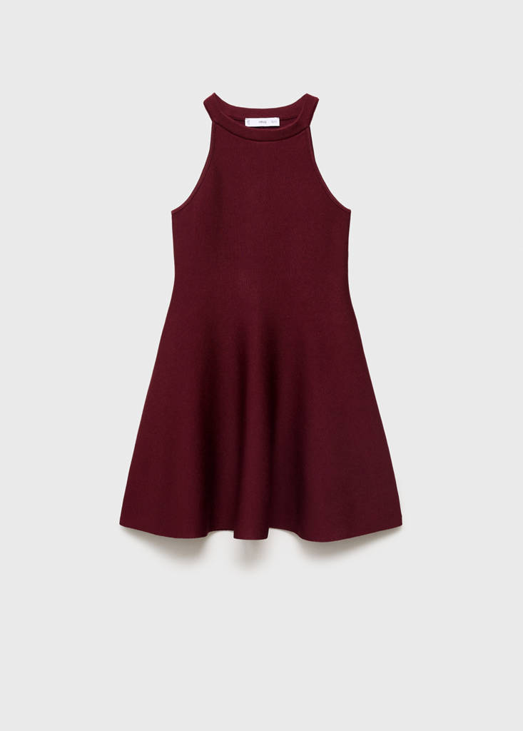 Short peplum knitted dress — Maroon