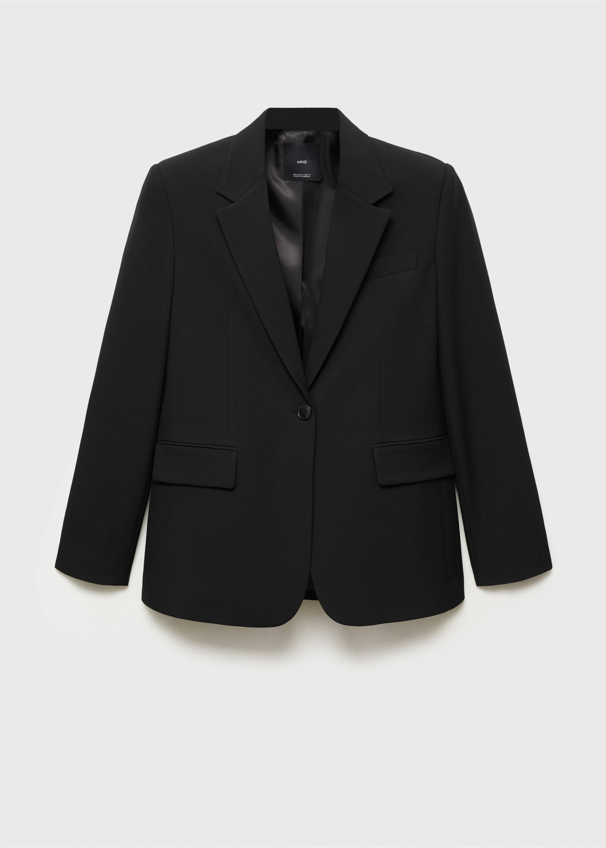 Blazer droit avec poches à rabat - Article sans modèle, Noir. Ref: 87085139-00.