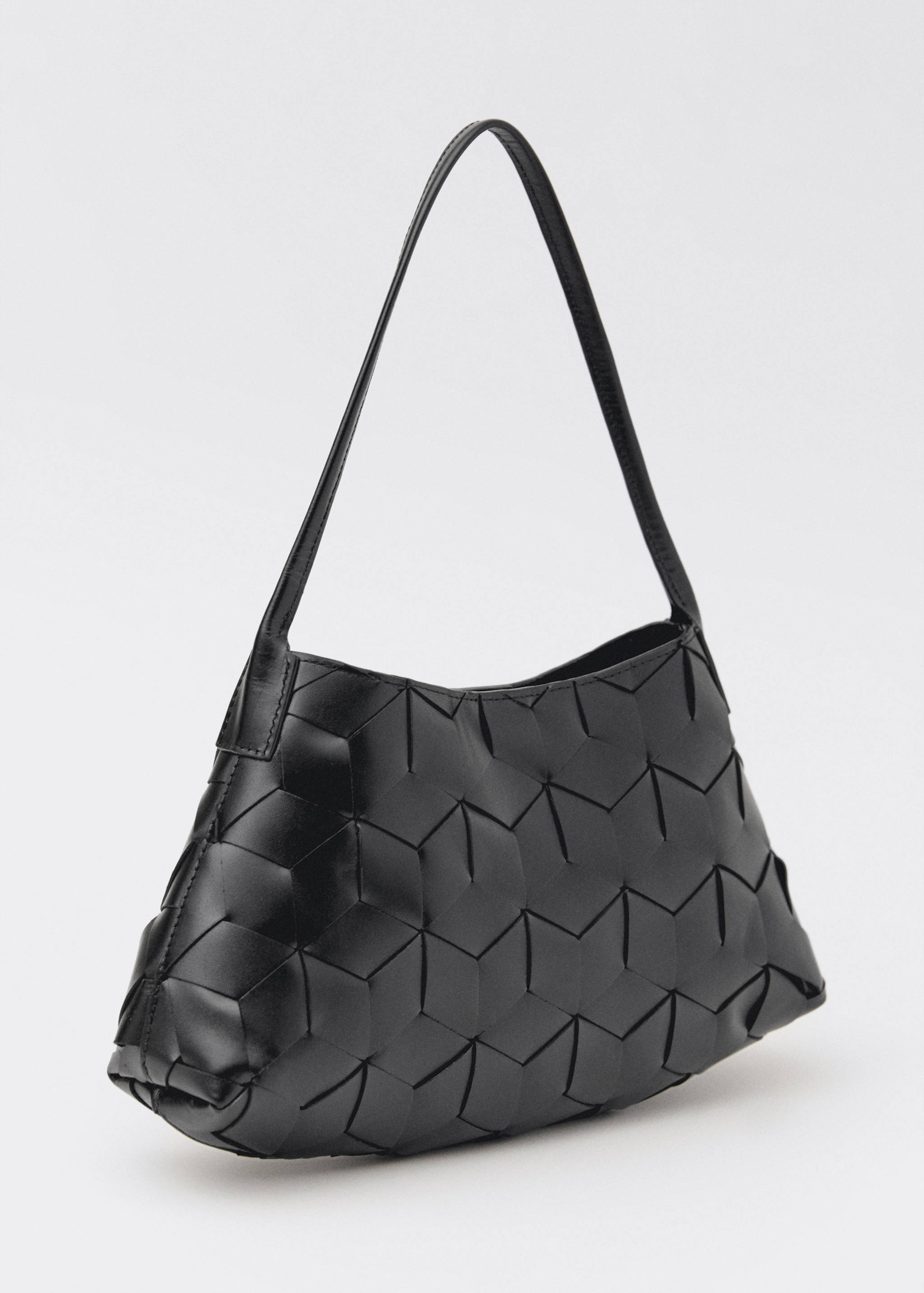 Braided leather shoulder bag - Medium plane