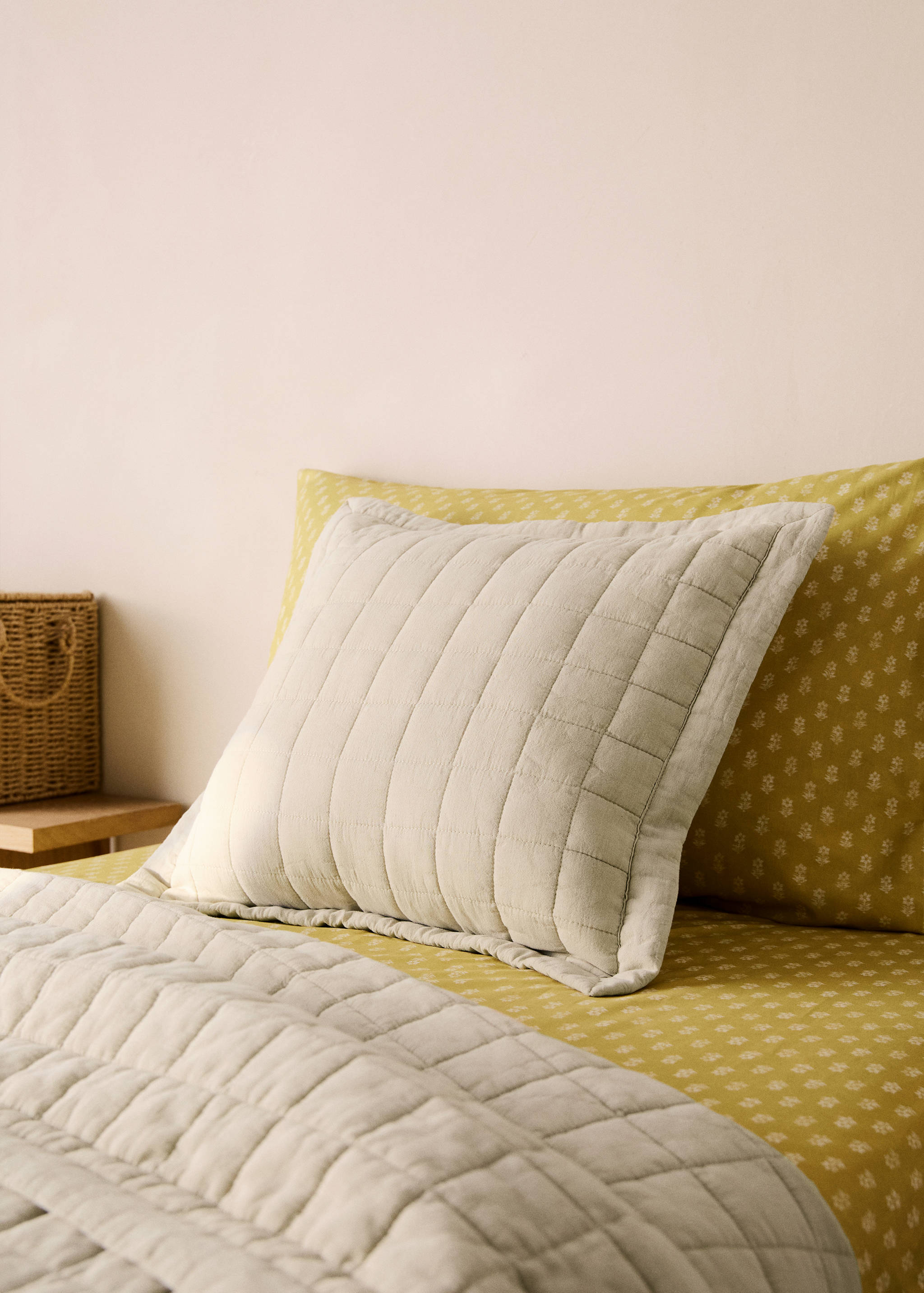 Washed cotton plaid children's bed cushion cover 40x40 cm - General plane