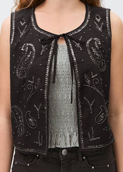 Beaded embroidered gilet — Black 5