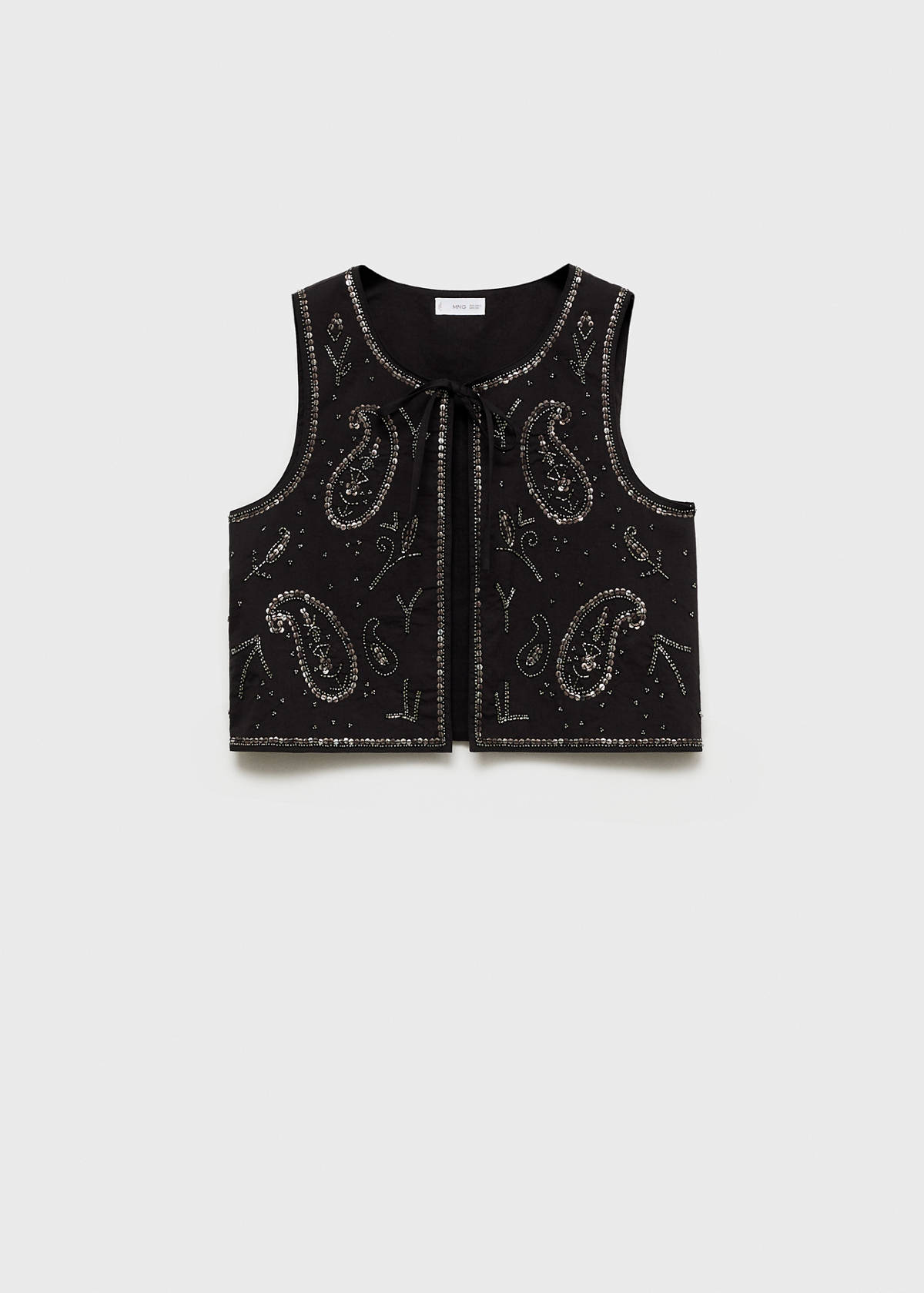 Beaded embroidered gilet — Black