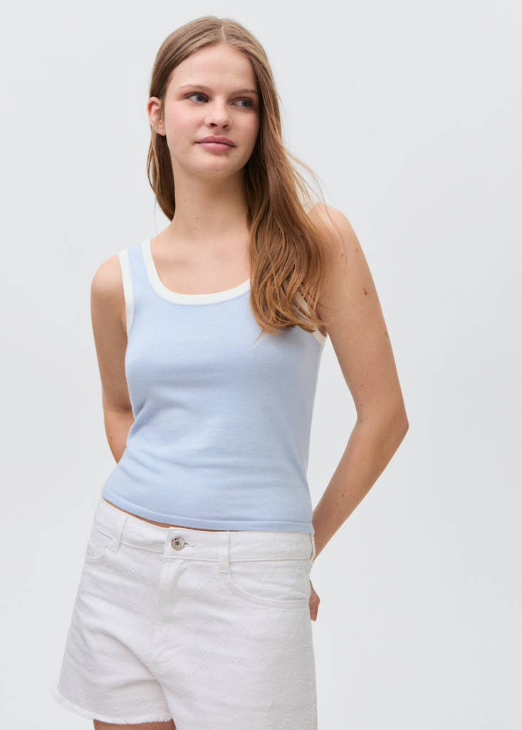 Top with contrasting finishes — Sky Blue