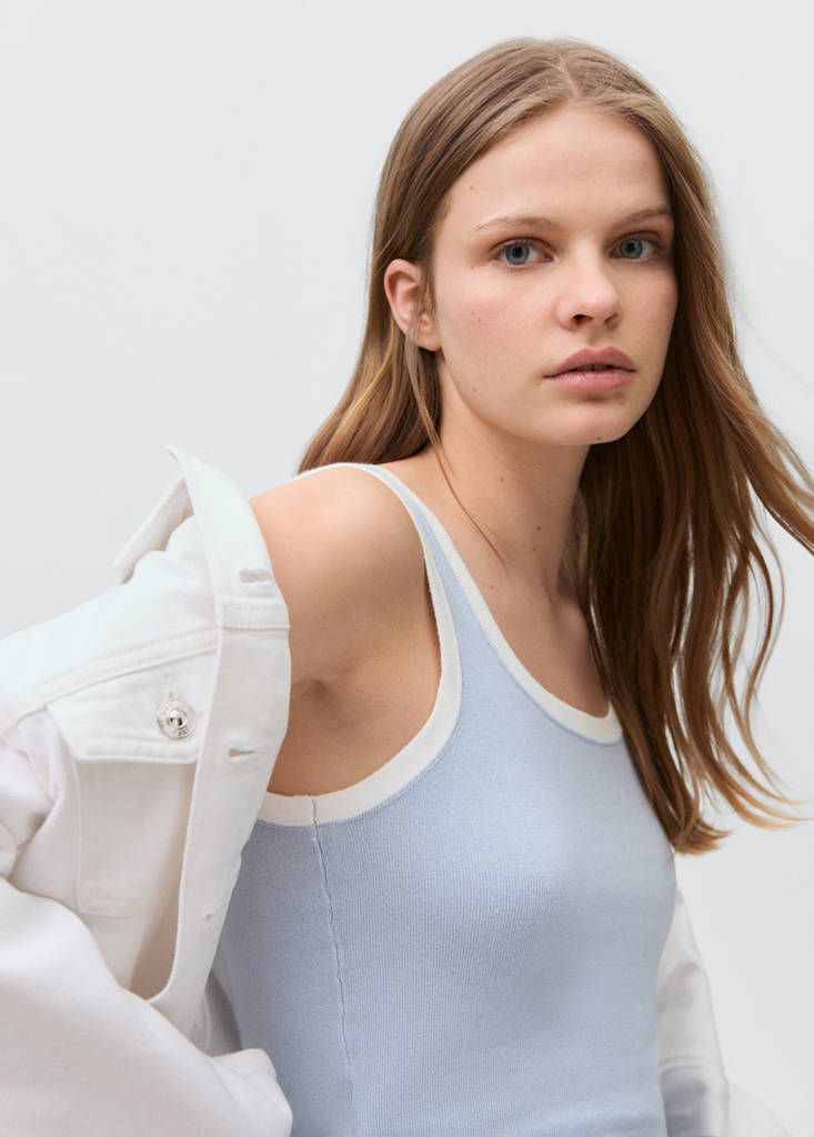 Top with contrasting finishes — Sky Blue