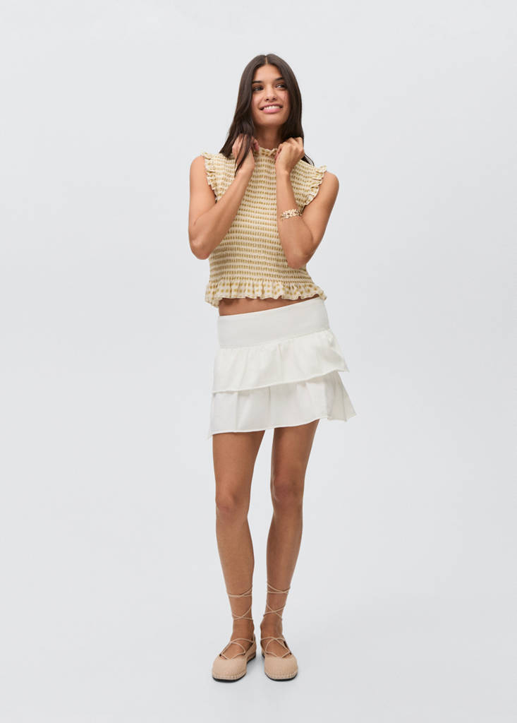 Ruffled mini-skirt trousers — Off White