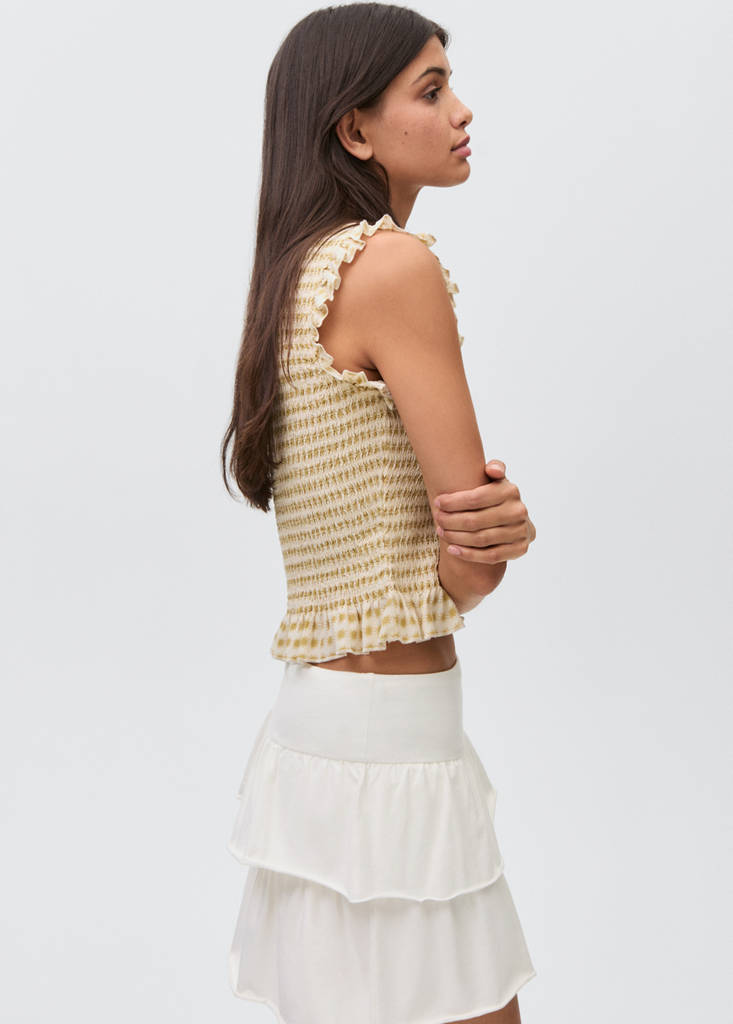 Ruffled mini-skirt trousers — Off White
