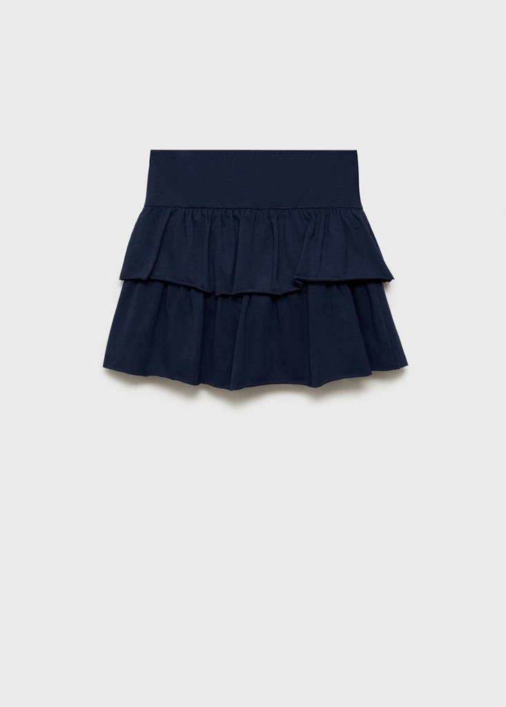 Ruffled mini-skirt trousers — Dark Navy
