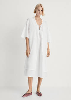 Cotton robe with lace — White 3