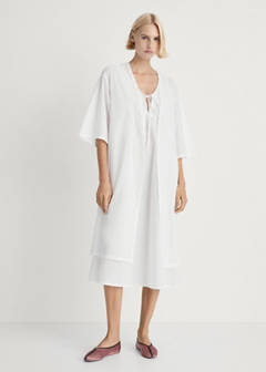 Cotton robe with lace — White 9