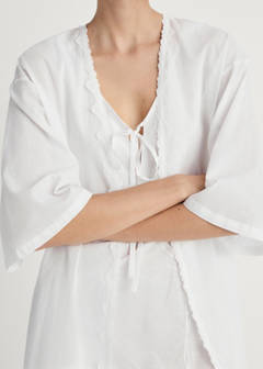 Cotton robe with lace — White 11