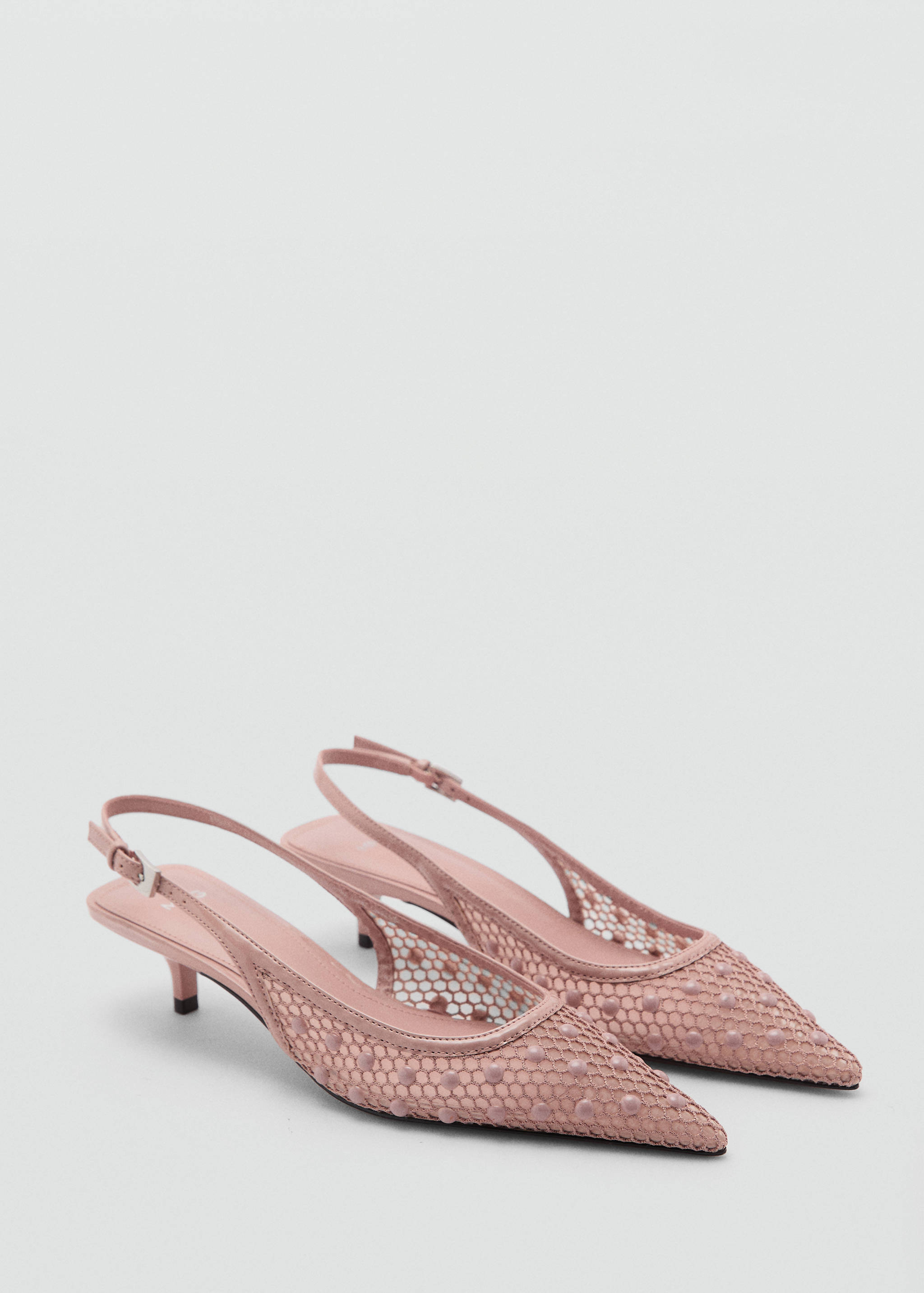 Mesh heeled shoes with decorative balls - Medium plane