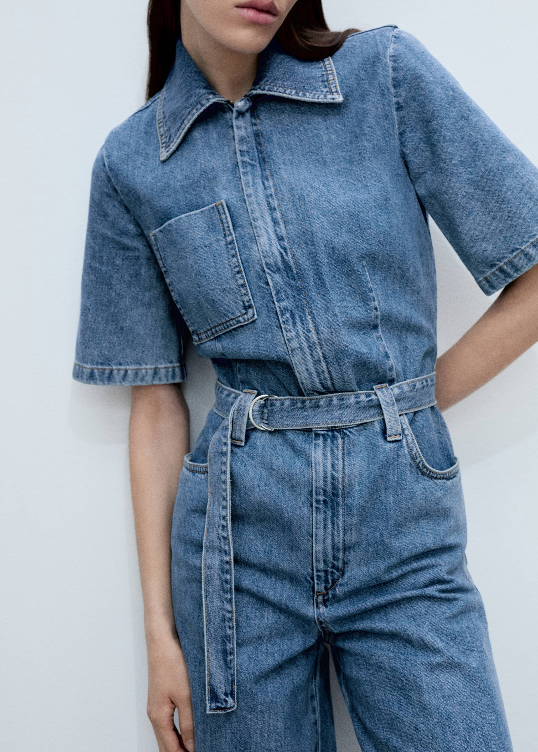 Denim jumpsuit belt - Medium plane