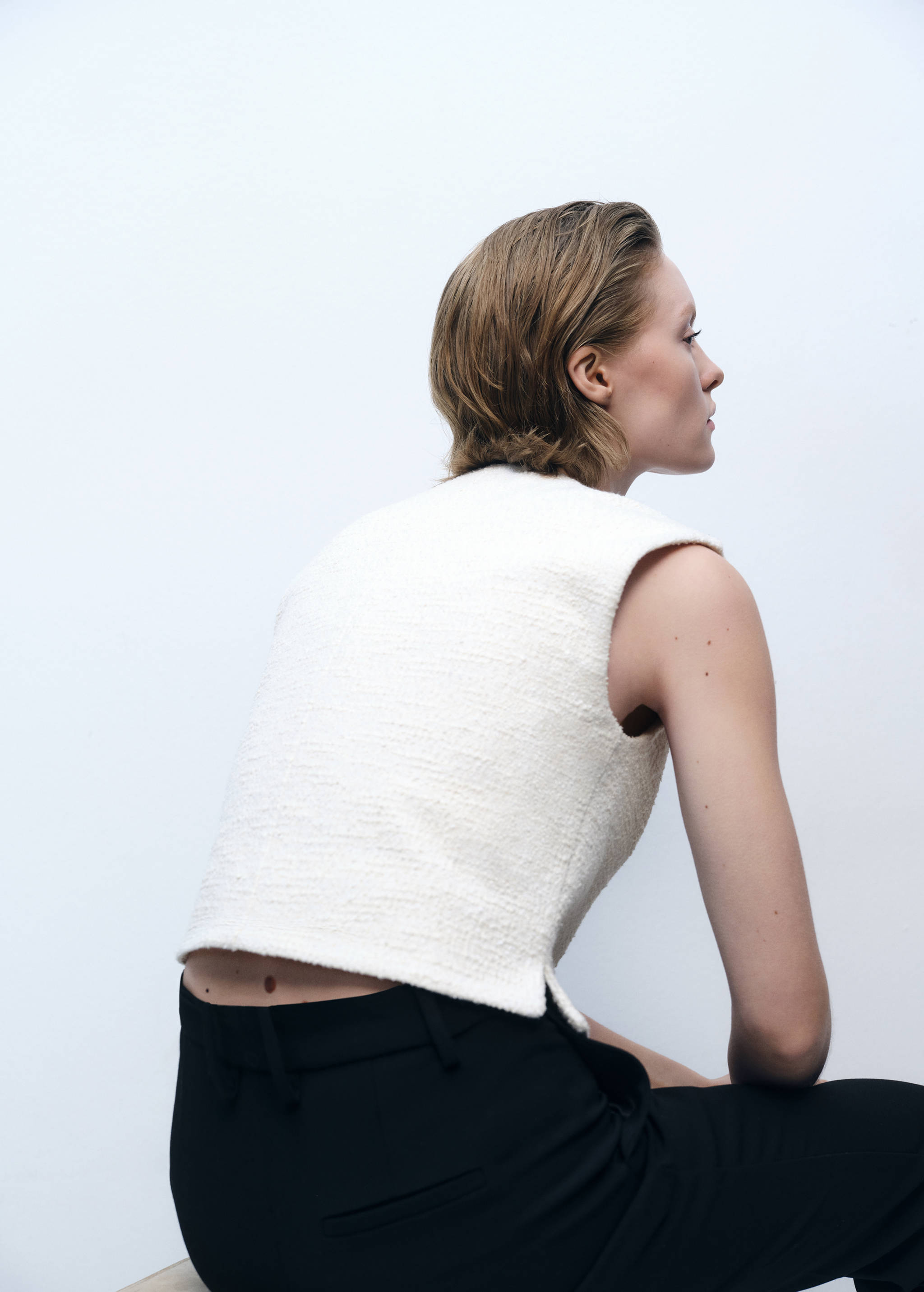 Gilet tweed boutons - Verso de l’article