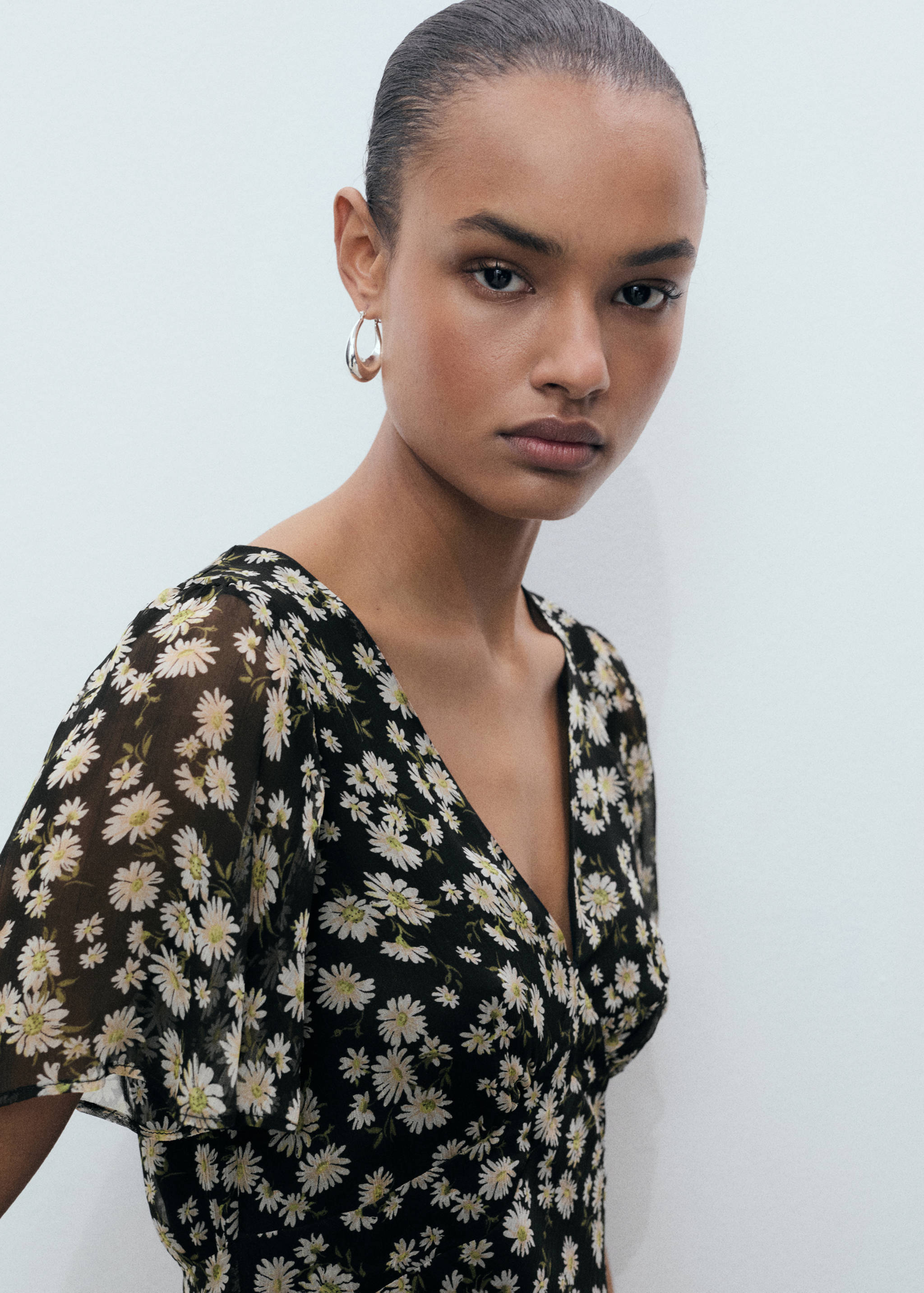 Robe midi droite à imprimé fleuri - Détail de l'article 1